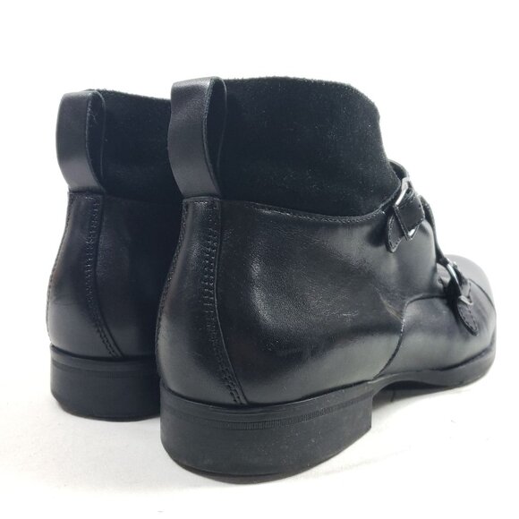 Alfani Callan Mens Size 9.5 Black Monk Strap Ankle Boots Leather Upper - Picture 4 of 9